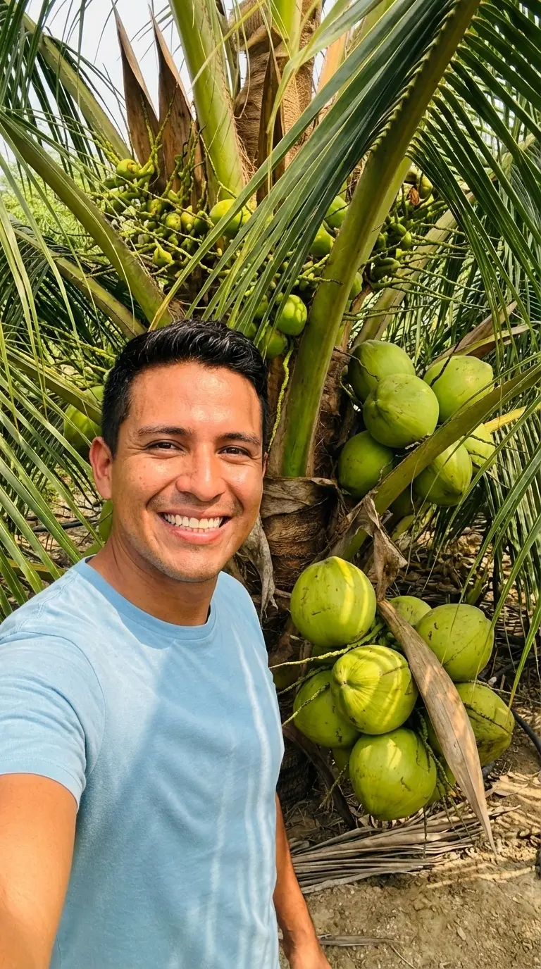 Plantas de coco enano híbrido en el vivero Agrovida