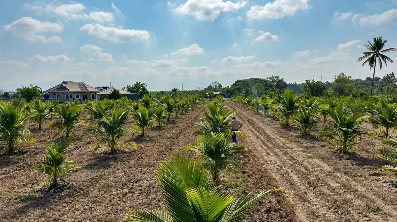 Plantaci&oacute;n de palma de coco enano h&iacute;brido brasile&ntilde;o Agrovida